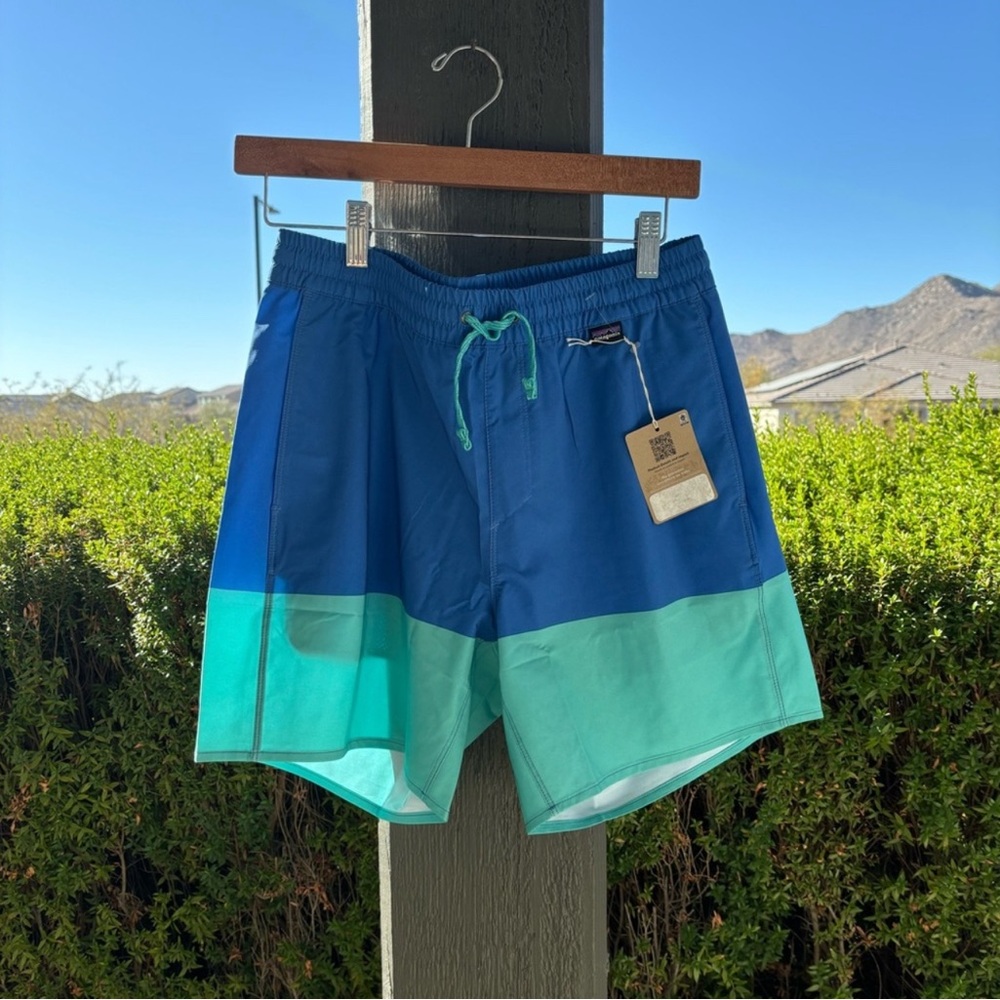 Patagonia Blue and Teal Board Shorts